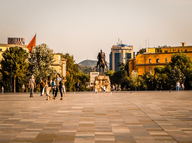 Skanderbeg Square in Tirana, Albania