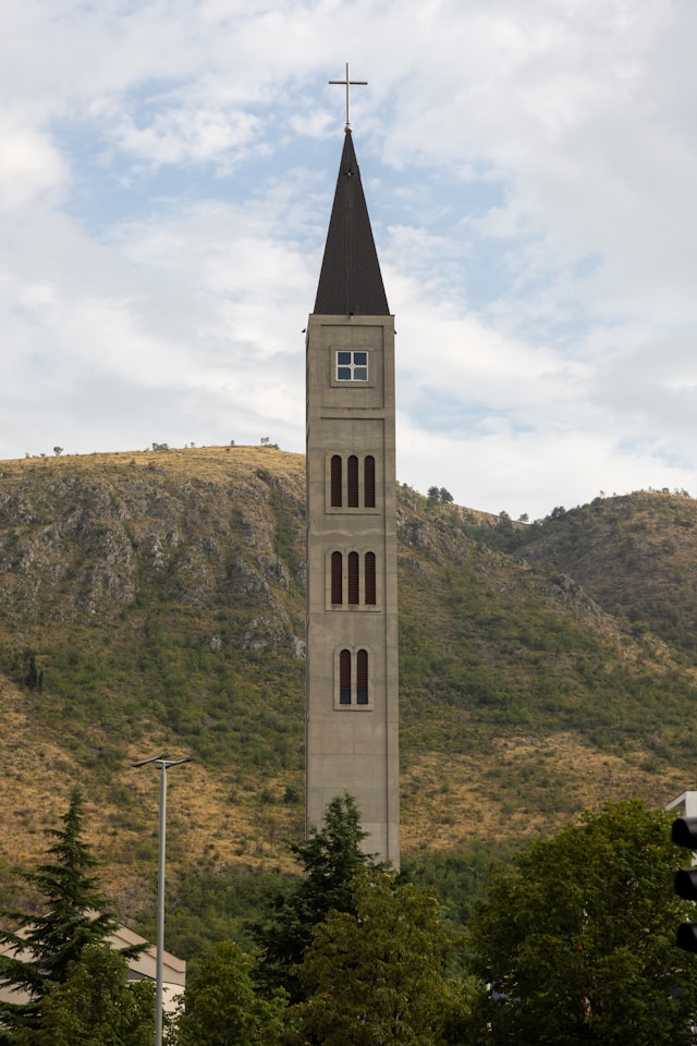 Mostar Peace Bell Tower in Mostar, Bosnia and Herzegovina