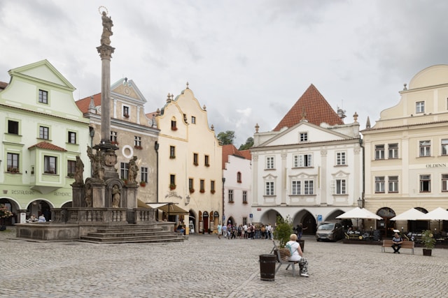 Svornosti Square in Cesky Krumlov, Czech Republic