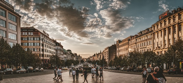 Wenceslas Square in Prague, Czech Republic
