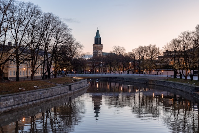 Aura River Riverside in Turku, Finland