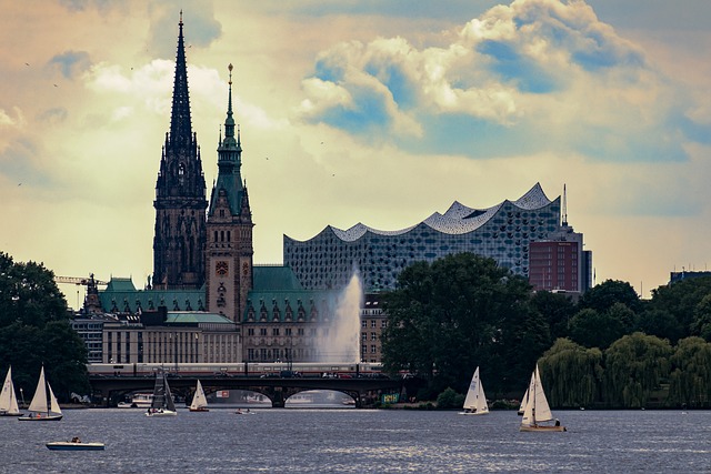 Alster Lakes in Hamburg, Germany