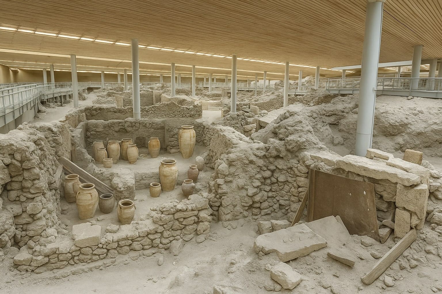 Akrotiri Archaeological Site in Santorini, Greece