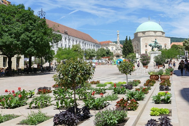 Szechenyi Square in Pécs, Hungary