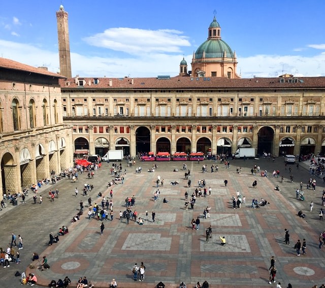 Piazza Maggiore in Bologna, Italy