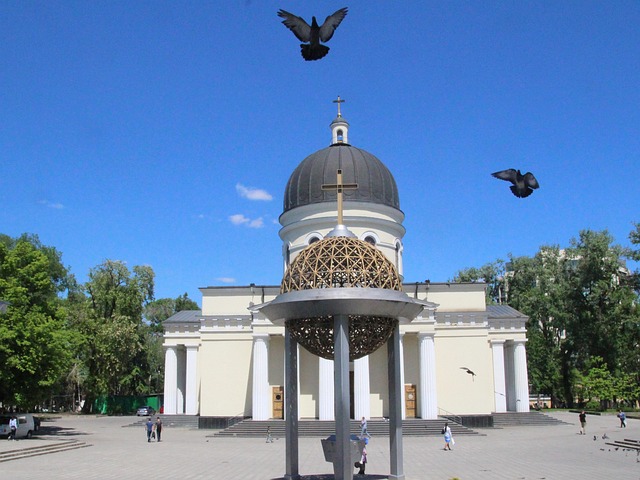 Cathedral Park and Nativity Cathedral in Chisinau, Moldova
