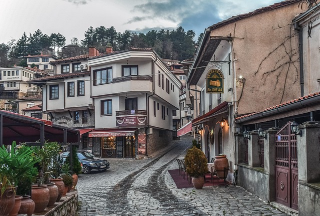 Old Bazaar and Cinar Square in Ohrid, North Macedonia