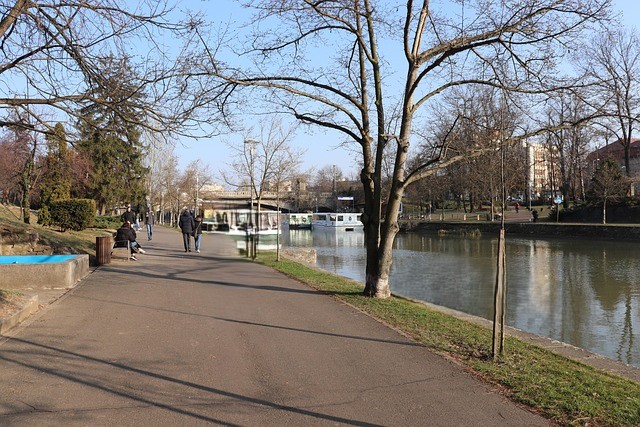 Bega Canal Promenade in Timisoara, Romania