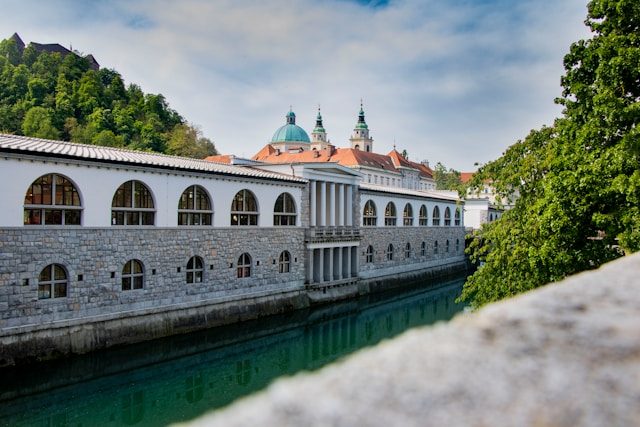 Central Market and Riverside Arcades in Ljubljana, Slovenia