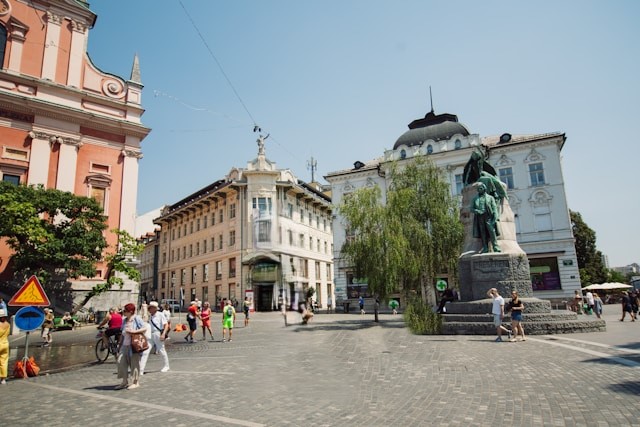 Preseren Square in Ljubljana, Slovenia