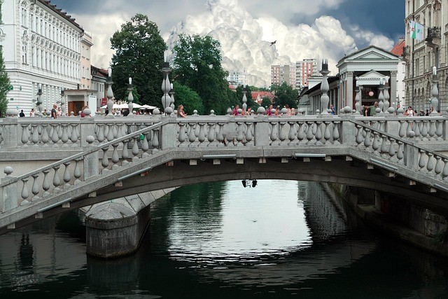 Triple Bridge (Tromostovje) in Ljubljana, Slovenia