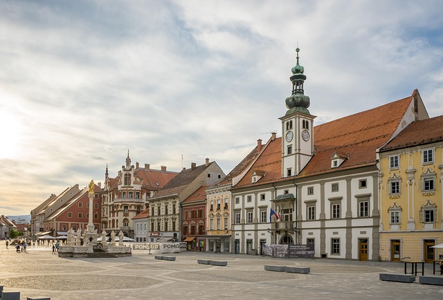Glavni Trg and Plague Column in Maribor, Slovenia