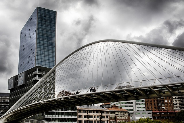 Zubizuri Bridge in Bilbao, Spain