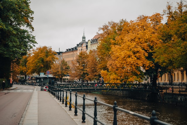 Fyris River Quays and Islandsfallet in Uppsala, Sweden