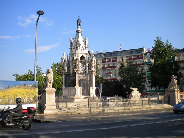 Brunswick Monument and Lakeside Promenade in Geneva, Switzerland