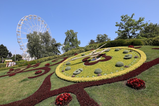 Jardin Anglais and Flower Clock in Geneva, Switzerland