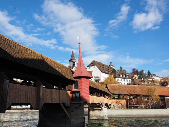 Spreuer Bridge and Mill Square in Lucerne, Switzerland