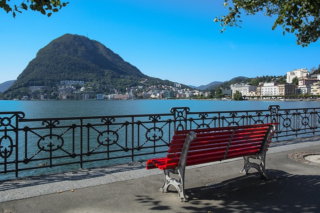 Lugano Lakeside Promenade in Lugano, Switzerland