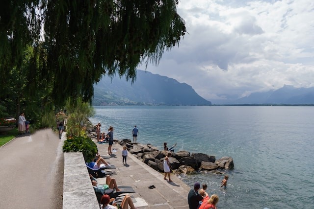 Montreux Lakeside Promenade in Montreux, Switzerland