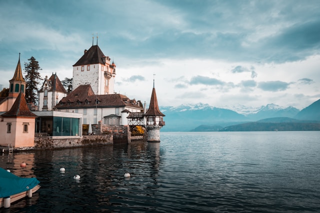Oberhofen Castle on Lake Thun in Thun, Switzerland