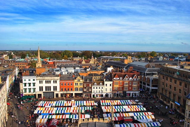 Cambridge Market Square in Cambridge, United Kingdom
