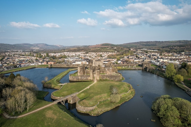 Caerphilly Castle in Cardiff, United Kingdom
